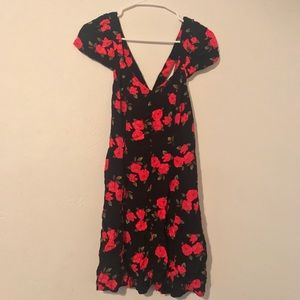 Urban Outfitters Black dress with red roses